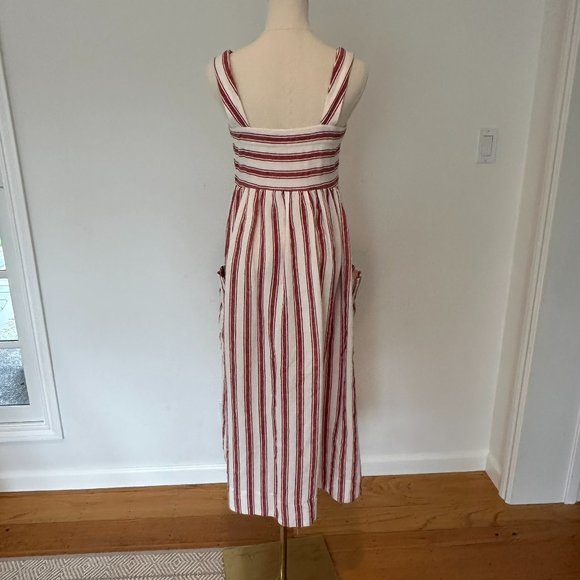 Three Graces London Red & White Vertical Striped Button Down Dress Women's US 2 - Picture 6 of 6